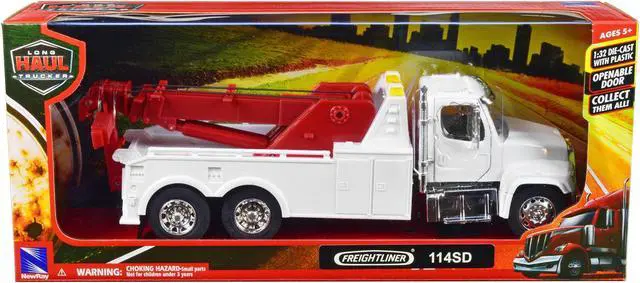 Alt view image 3 of 3 - Freightliner 114SD Tow Truck White and Red "Long Haul Trucker" Series 1/32 Diecast Model by New Ray