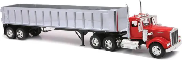 Alt view image 2 of 3 - Kenworth W900 Frameless Dump Truck Red and Chrome "Long Haul Trucker" Series 1/32 Diecast Model by New Ray