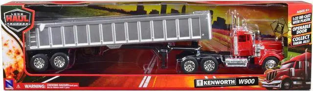 Alt view image 3 of 3 - Kenworth W900 Frameless Dump Truck Red and Chrome "Long Haul Trucker" Series 1/32 Diecast Model by New Ray