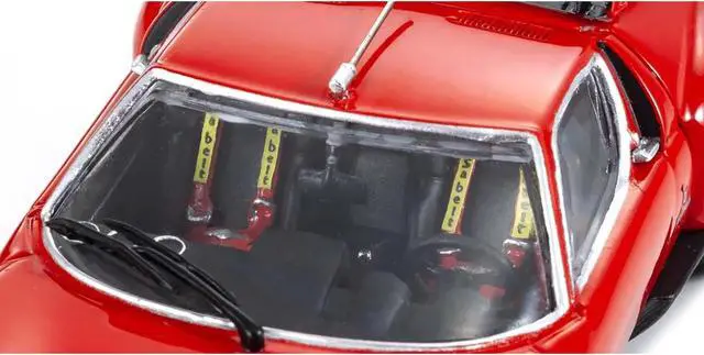 Alt view image 2 of 5 - Lamborghini Miura SVR Red with Black Accents and Gold Wheels 1/43 Diecast Model Car by Kyosho