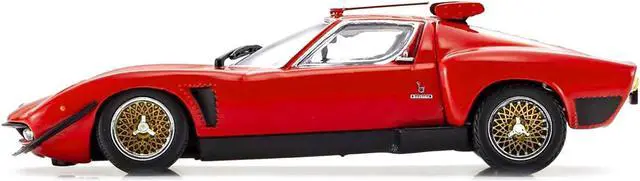 Alt view image 4 of 5 - Lamborghini Miura SVR Red with Black Accents and Gold Wheels 1/43 Diecast Model Car by Kyosho