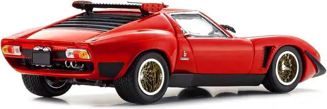 Alt view image 5 of 5 - Lamborghini Miura SVR Red with Black Accents and Gold Wheels 1/43 Diecast Model Car by Kyosho