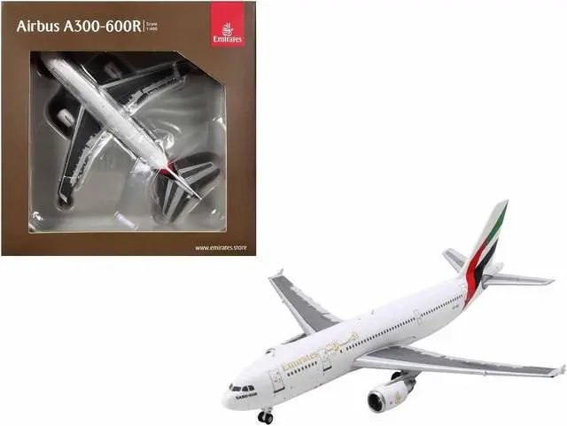 Main image of Airbus A300-600R Commercial Aircraft "Emirates Airlines" White with Striped Tail 1/400 Diecast Model Airplane by GeminiJets
