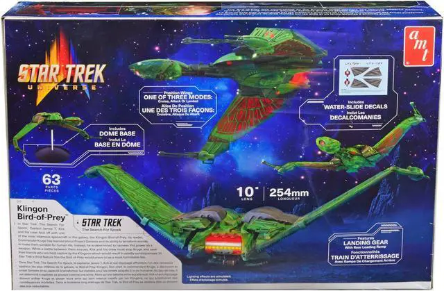 Alt view image 4 of 4 - Skill 2 Model Kit Klingon Bird-of-Prey Spacecraft "Star Trek III: The Search For Spock" (1984) Movie 1/350 Scale Model by AMT