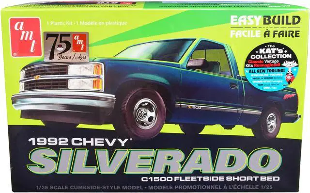 Main image of Skill 2 Model Kit 1992 Chevrolet Silverado C1500 Fleetside Short Bed Pickup Truck "Easy Build" 1/25 Scale Model by AMT