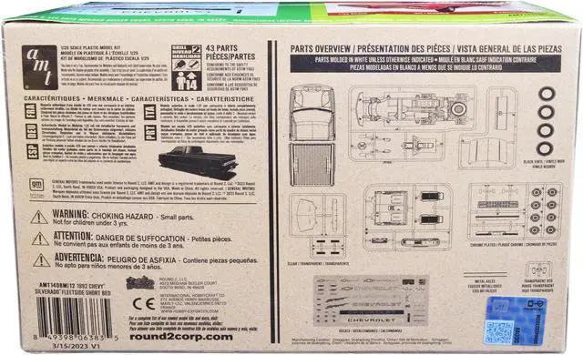 Alt view image 4 of 4 - Skill 2 Model Kit 1992 Chevrolet Silverado C1500 Fleetside Short Bed Pickup Truck "Easy Build" 1/25 Scale Model by AMT