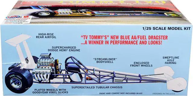Alt view image 3 of 8 - Skill 2 Model Kit Tommy Ivo Streamliner Dragster 1/25 Scale Model by AMT