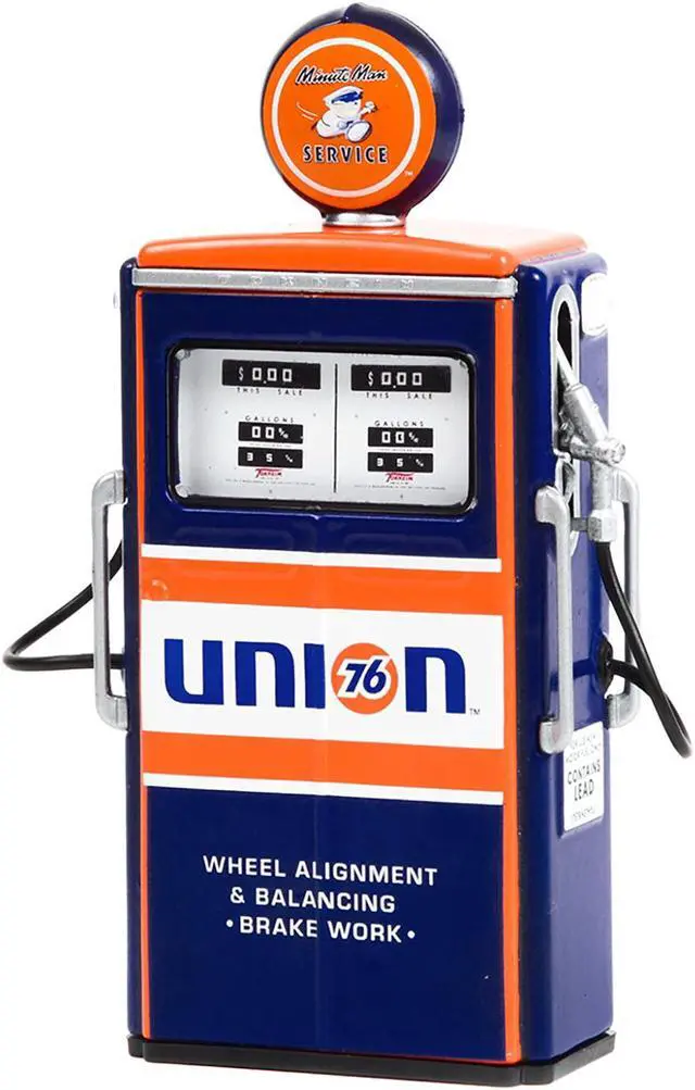 Alt view image 2 of 3 - 1954 Tokheim 350 Twin Gas Pump "Union 76 Minute Man Service" Dark Blue & Orange 1/18 Diecast Model by Greenlight