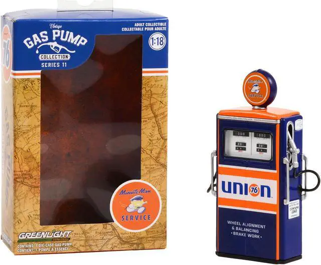 Alt view image 3 of 3 - 1954 Tokheim 350 Twin Gas Pump "Union 76 Minute Man Service" Dark Blue & Orange 1/18 Diecast Model by Greenlight