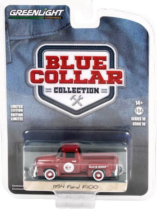 Alt view image 3 of 3 - 1954 Ford F-100 Pickup Truck Burgundy "Indian Motorcycle Sales & Service" 1/64 Diecast Model Car by Greenlight