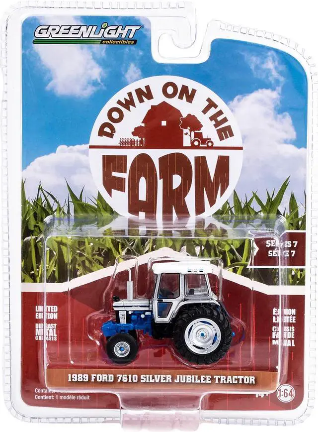 Alt view image 3 of 4 - 1989 Ford 7610 Silver Jubilee Tractor Silver & Blue w/White "Down on the Farm" Series 7 1/64 Diecast Model Cars by Greenlight