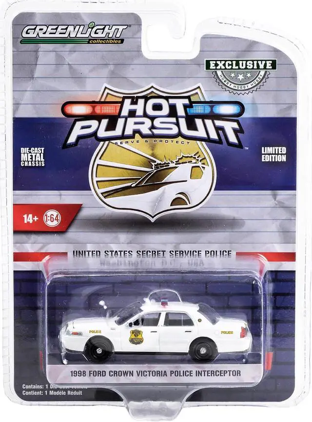 Alt view image 3 of 3 - 1998 Ford Crown Victoria Police Interceptor White "US Secret Service Police" Washington DC 1/64 Diecast Model Car by Greenlight