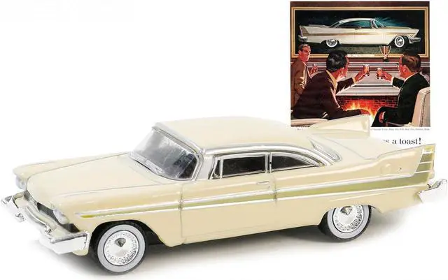 Alt view image 3 of 3 - 1957 Plymouth Fury Beige with Gold Metallic Stripes "Vintage Ad Cars" Series 10 1/64 Diecast Model Car by Greenlight