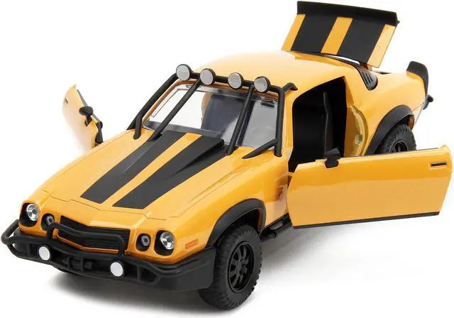 Alt view image 2 of 6 - 1977 Chevrolet Camaro Off-Road Version Yellow Met. w/Black Stripes & Statue "Transformers" (2023) 1/24 Diecast Model Car by Jada