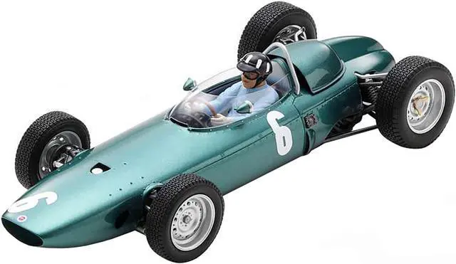Alt view image 2 of 3 - BRM P57 #6 Graham Hill Winner F1 Formula One Monaco GP (1963) with Driver Figure & Acrylic Display Case 1/18 Model Car by Spark