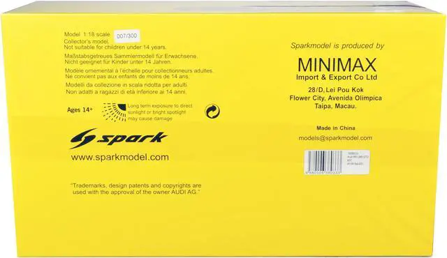 Alt view image 3 of 3 - Audi R8 LMS GT3 #37 Robin Frijns - Dennis Lind - Nico Muller 24 Hours of Spa (2021) Ltd Ed to 300 pcs 1/18 Model Car by Spark