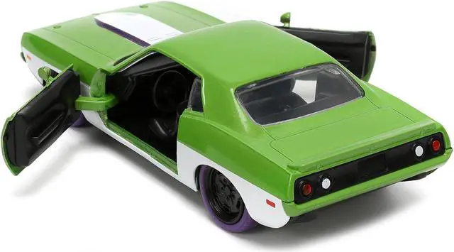 Alt view image 4 of 11 - 1973 Plymouth Barracuda Green Metallic and White & She-Hulk Diecast Figure "The Savage She-Hulk" 1/32 Diecast Model Car by Jada