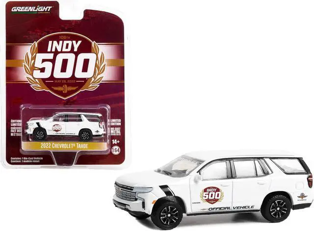 Main image of 2022 Chevrolet Tahoe White "106th Running of the Indianapolis 500 Official Vehicle" (2022) 1/64 Diecast Model Car by Greenlight