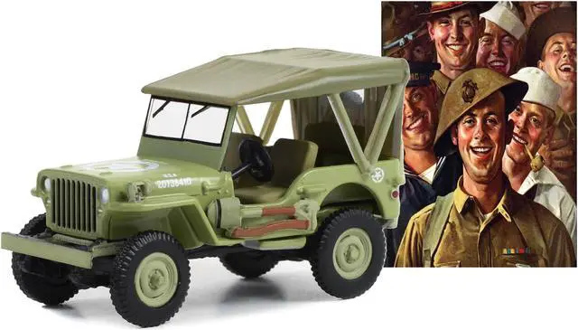Alt view image 3 of 3 - 1945 Willys MB Jeep Light Green "U.S. Army" "Norman Rockwell" Series 5 1/64 Diecast Model Car by Greenlight