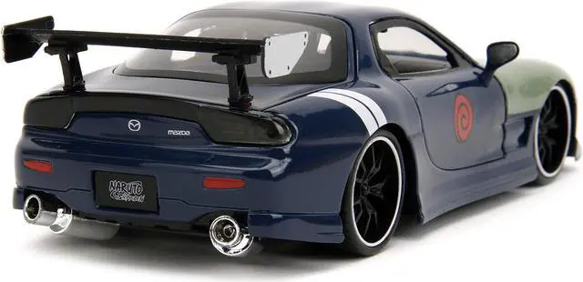 Alt view image 5 of 11 - 1993 Mazda RX-7 Dark Blue w/Green Hood and Diecast Figure "Naruto Shippuden" (2009-2017) TV 1/24 Diecast Model Car by Jada