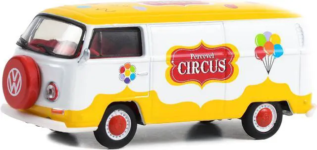 Alt view image 2 of 3 - 1971 Volkswagen Type 2 Panel Van Yellow and White with Red Interior "Percevel Circus" 1/64 Diecast Model Car by Greenlight