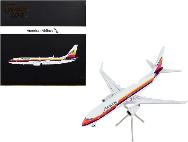 Main image of Boeing 737-800 Commercial Aircraft "American Airlines - AirCal" Gray with Stripes 1/200 Diecast Model Airplane by GeminiJets