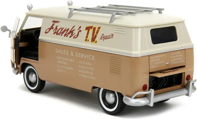Alt view image 5 of 6 - Volkswagen Bus "WheelJack" Tan & Beige "Frank's TV Repair" & Logo Statue Transformers 2023 Movie 1/24 Diecast Model Car by Jada