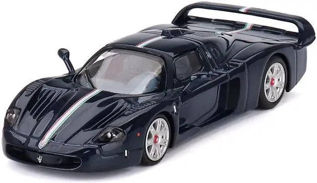 Alt view image 2 of 3 - Maserati MC12 Stradale Blue Metallic with White Stripe 1/64 Die Cast Model Car by BBR