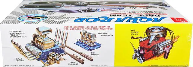 Alt view image 2 of 8 - Skill 2 Model Kit Chevrolet Custom Van with Drag/Ski Boat and Trailer "Aqua Rod Race Team" 1/25 Scale Model by AMT
