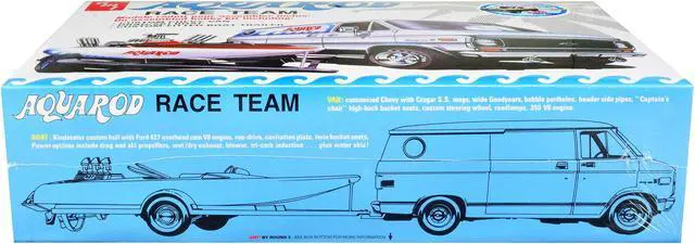 Alt view image 3 of 8 - Skill 2 Model Kit Chevrolet Custom Van with Drag/Ski Boat and Trailer "Aqua Rod Race Team" 1/25 Scale Model by AMT