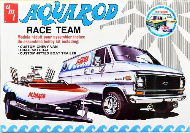 Main image of Skill 2 Model Kit Chevrolet Custom Van with Drag/Ski Boat and Trailer "Aqua Rod Race Team" 1/25 Scale Model by AMT