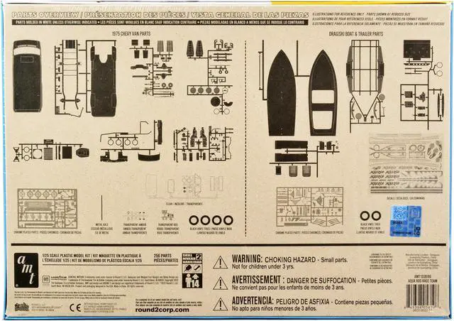 Alt view image 4 of 8 - Skill 2 Model Kit Chevrolet Custom Van with Drag/Ski Boat and Trailer "Aqua Rod Race Team" 1/25 Scale Model by AMT