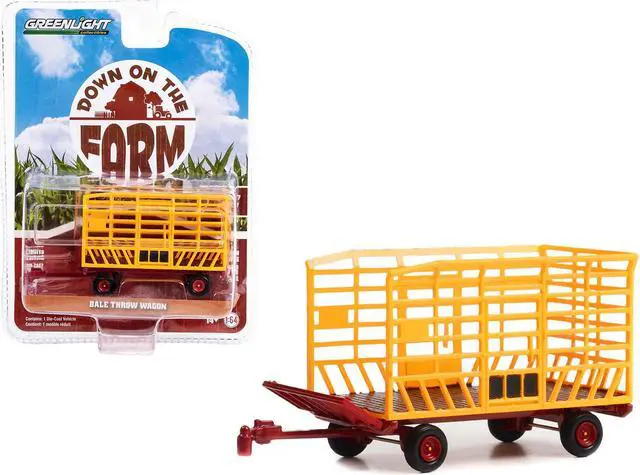 Main image of Bale Throw Wagon Yellow and Red "Down on the Farm" Series 7 1/64 Diecast Model by Greenlight