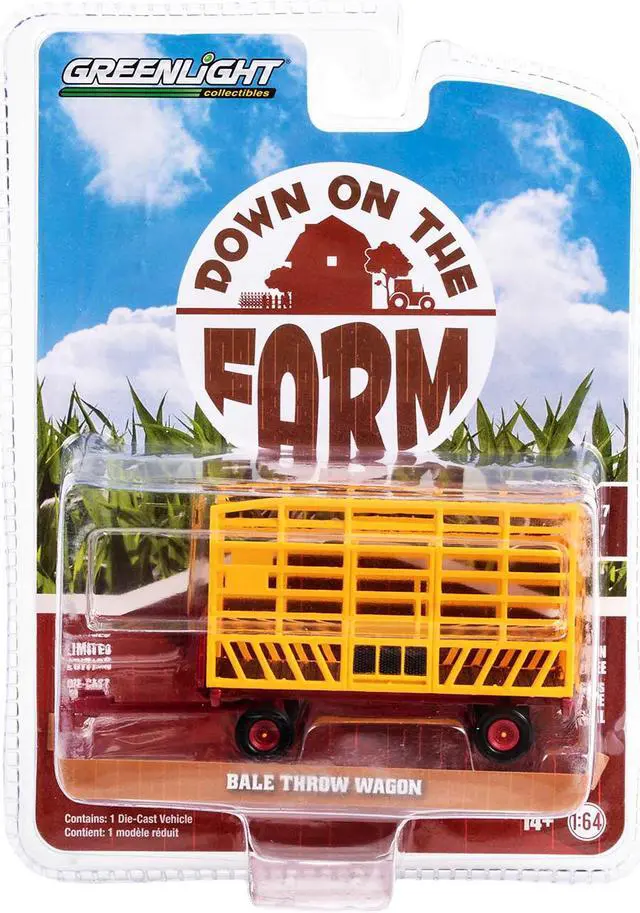 Alt view image 3 of 3 - Bale Throw Wagon Yellow and Red "Down on the Farm" Series 7 1/64 Diecast Model by Greenlight