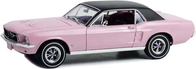 Alt view image 2 of 5 - 1967 Ford Mustang Coupe Evening Orchid Pink Metallic with Black Top "She Country Special " 1/18 Diecast Model Car by Greenlight