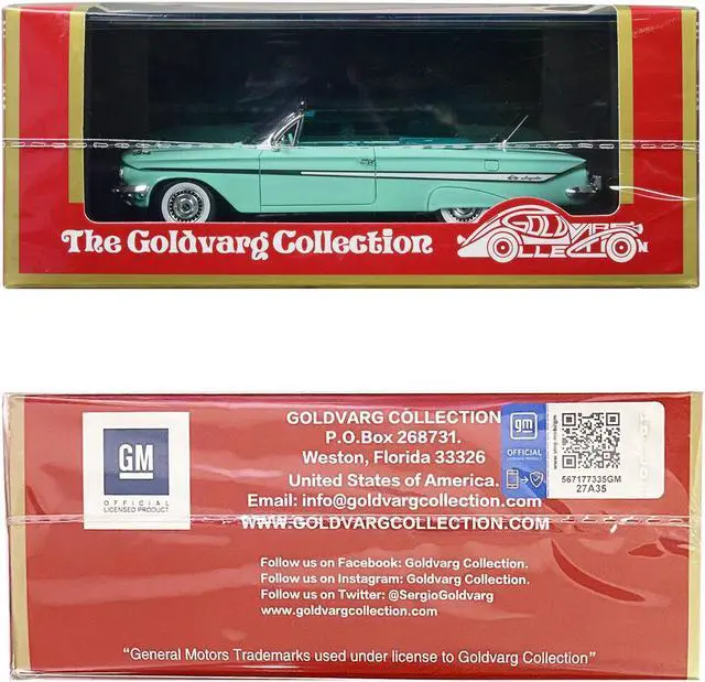 Alt view image 3 of 3 - 1961 Chevrolet Impala Convertible Light Green with Green Interior Limited Ed to 240 pcs 1/43 Model Car by Goldvarg Collection