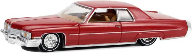 Alt view image 2 of 3 - 1973 Cadillac Coupe deVille Lowrider Custom Maroon "California Lowriders" Series 3 1/64 Diecast Model Car by Greenlight