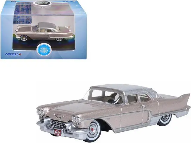 Main image of 1957 Cadillac Eldorado Brougham Sandalwood Beige Metallic with Silver Top 1/87 (HO) Scale Diecast Model Car by Oxford Diecast
