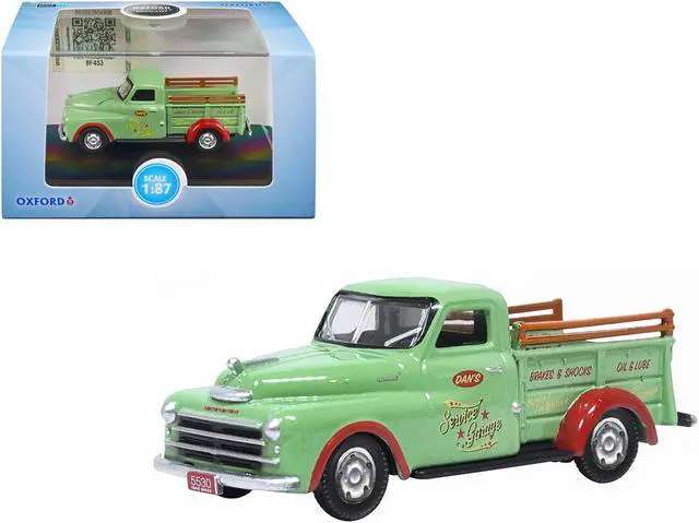 Main image of 1948 Dodge B-1B Pickup Truck Green "Dan's Service Garage" 1/87 (HO) Scale Diecast Model Car by Oxford Diecast
