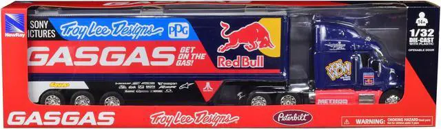 Alt view image 3 of 6 - Peterbilt 387 Truck Dark Blue "Red Bull - Troy Lee Designs - GASGAS" 1/32 Diecast Model by New Ray