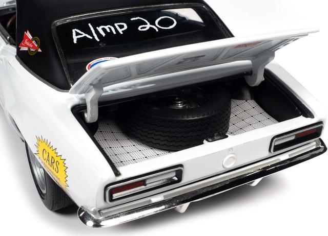 Alt view image 5 of 6 - 1967 Chevrolet Camaro SS Baldwin Motion Joel Rosen White w/Black Vinyl Top and Graphics 1/18 Diecast Model Car by Auto World