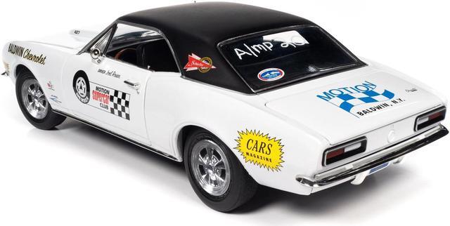Alt view image 6 of 6 - 1967 Chevrolet Camaro SS Baldwin Motion Joel Rosen White w/Black Vinyl Top and Graphics 1/18 Diecast Model Car by Auto World