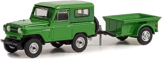 Alt view image 2 of 3 - 1972 Nissan Patrol Green with 1/4 Ton Cargo Trailer "Hitch & Tow" Series 25 1/64 Diecast Model Car by Greenlight