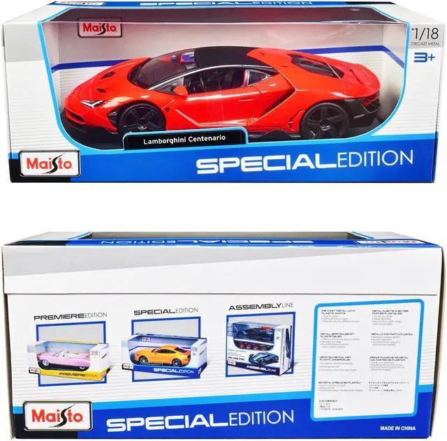 Alt view image 3 of 3 - Lamborghini Centenario Orange with Matt Black Top "Special Edition" 1/18 Diecast Model Car by Maisto