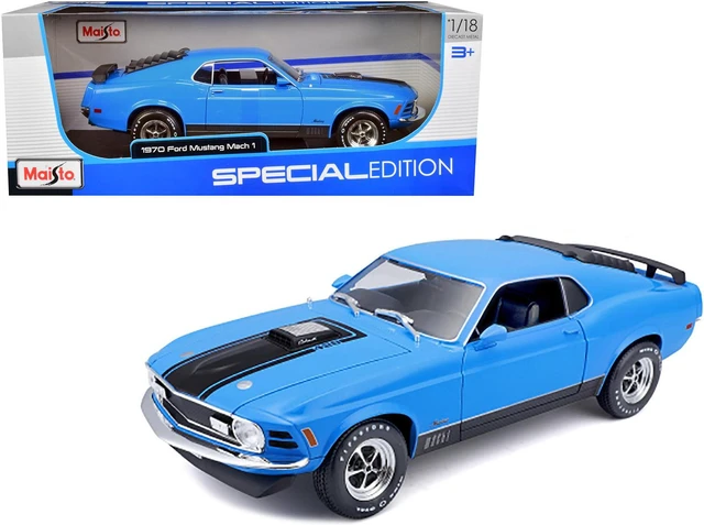 Main image of 1970 Ford Mustang Mach 1 428 Blue with Black Stripes "Special Edition" 1/18 Diecast Model Car by Maisto