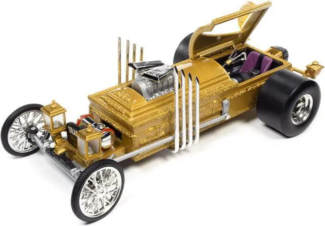 Alt view image 2 of 6 - George Barris' Drag-u-la Gold "The Munsters" (1964-1966) TV Series "Silver Screen Machines" 1/18 Diecast Model by Auto World
