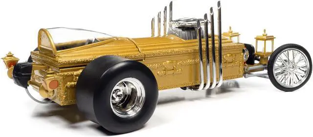 Alt view image 5 of 6 - George Barris' Drag-u-la Gold "The Munsters" (1964-1966) TV Series "Silver Screen Machines" 1/18 Diecast Model by Auto World