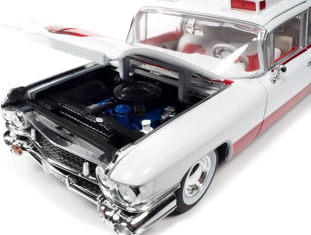 Alt view image 2 of 6 - 1959 Cadillac Eldorado Ambulance Red and White 1/18 Diecast Model by Auto World