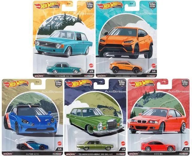 Alt view image 2 of 7 - "Auto Strasse" 5 piece Set "Car Culture" Series Diecast Model Cars by Hot Wheels