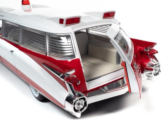 Alt view image 4 of 6 - 1959 Cadillac Eldorado Ambulance Red and White 1/18 Diecast Model by Auto World